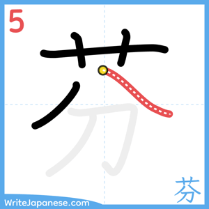 How to write "芬" - stroke 5