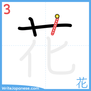 How to write "花" - stroke 3