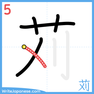 How to write "苅" - stroke 5