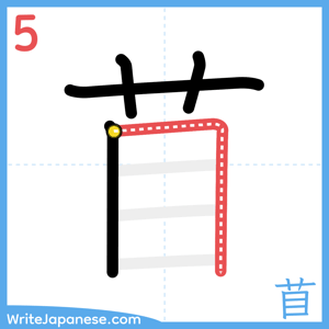 How to write "苜" - stroke 5