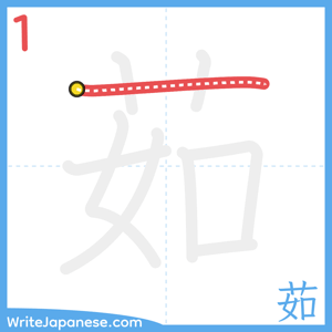How to write "茹" - stroke 1