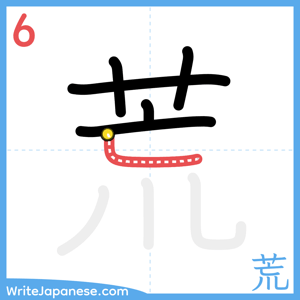 How to write "荒" - stroke 6