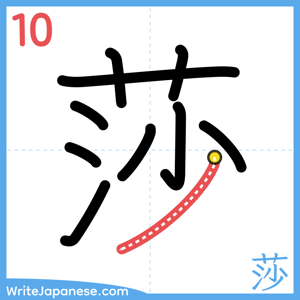 How to write "莎" - stroke 10