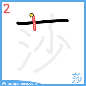 How to write "莎" - stroke 2