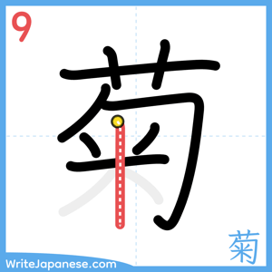 How to write "菊" - stroke 9
