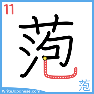 How to write "萢" - stroke 11