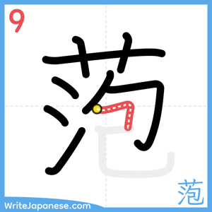 How to write "萢" - stroke 9