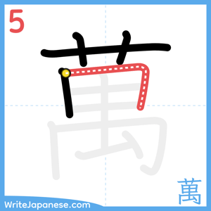 How to write "萬" - stroke 5