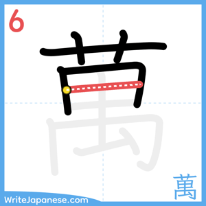 How to write "萬" - stroke 6