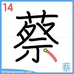 How to write "蔡" - stroke 14