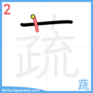 How to write "蔬" - stroke 2