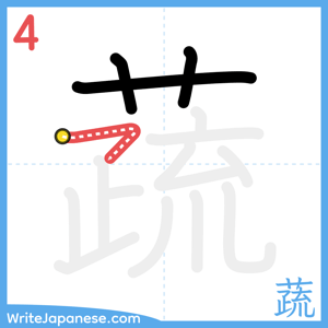 How to write "蔬" - stroke 4
