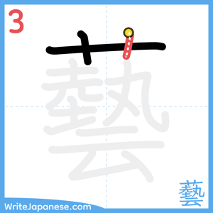 How to write "藝" - stroke 3