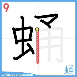 How to write "蛹" - stroke 9