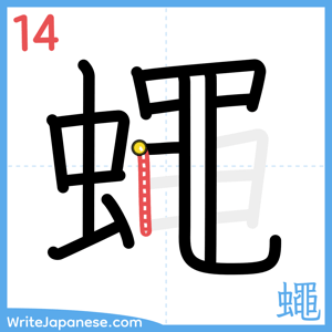 How to write "蠅" - stroke 14
