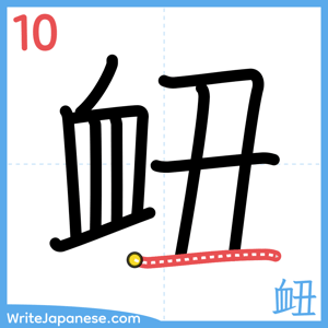 How to write "衄" - stroke 10