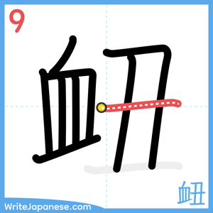 How to write "衄" - stroke 9