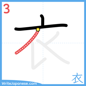 How to write "衣" - stroke 3