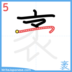 How to write "袤" - stroke 5