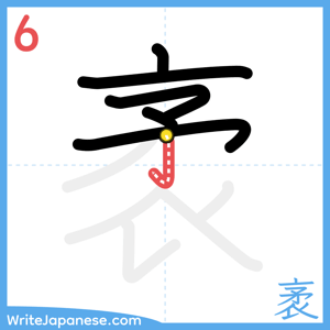 How to write "袤" - stroke 6