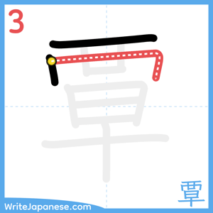 How to write "覃" - stroke 3