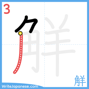 How to write "觧" - stroke 3