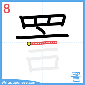 How to write "詈" - stroke 8