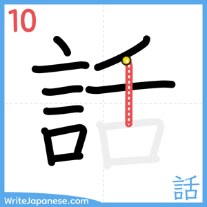How to write "話" - stroke 10