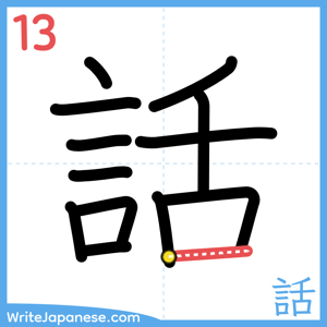How to write "話" - stroke 13