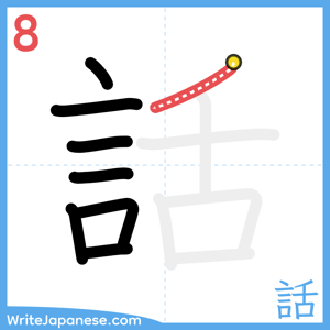 How to write "話" - stroke 8