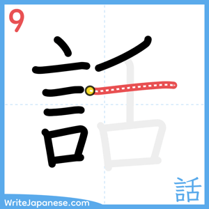How to write "話" - stroke 9