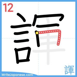 How to write "諢" - stroke 12