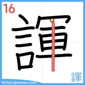 How to write "諢" - stroke 16