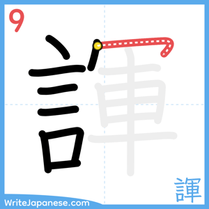 How to write "諢" - stroke 9