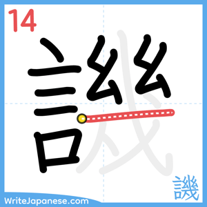 How to write "譏" - stroke 14