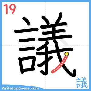 How to write "議" - stroke 19