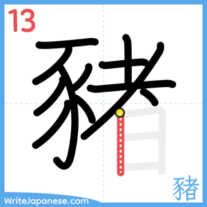 How to write "豬" - stroke 13