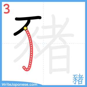 How to write "豬" - stroke 3