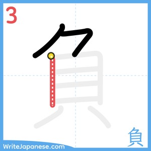 How to write "負" - stroke 3