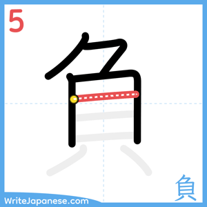 How to write "負" - stroke 5