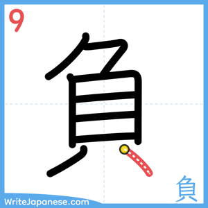 How to write "負" - stroke 9