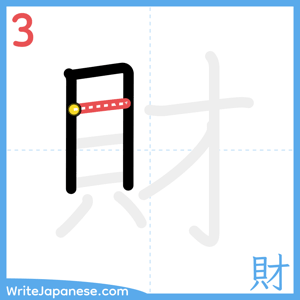 How to write "財" - stroke 3