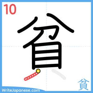 How to write "貧" - stroke 10