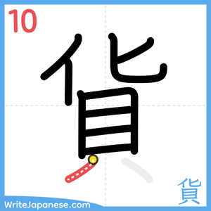 How to write "貨" - stroke 10
