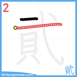 How to write "貮" - stroke 2