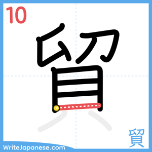 How to write "貿" - stroke 10