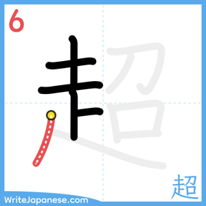 How to write "超" - stroke 6