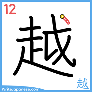 How to write "越" - stroke 12