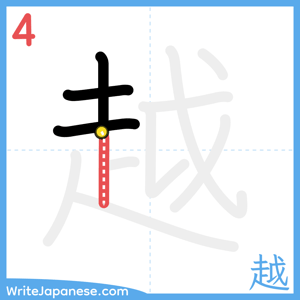 How to write "越" - stroke 4