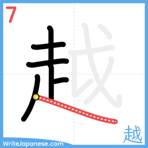 How to write "越" - stroke 7